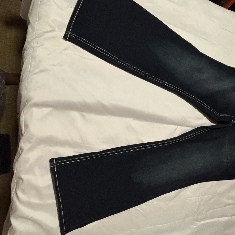 Classic Navy Boot Cut Jeans with Contrast Stitching
